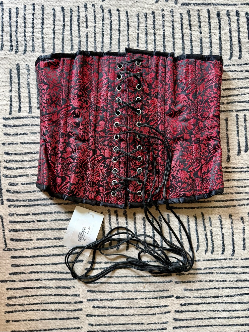 NWT Red Floral Lace-Up Waist Cincher Corset